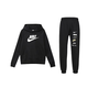 Nike (NIKE) simple logo printed pullover hooded long-sleeved warm casual knitted sweatpants sweatshirt set for men and women black (top + pants) S