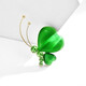 QUAMER gold store new cat's eye stone four-leaf clover high-end brooch women's anti-exposure buckle niche cute Japanese style