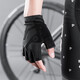 ROCKBROS Cycling Short Finger Gloves Half Finger Fitness Gloves Men's and Women's Cycling Outdoor Breathable Sports Spring and Summer Black (SBR + Velvet Palm Pads) XL