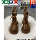 CARTELO Leather Martin Boots Women's 2023 Autumn and Winter New British Style All-match Plush Thick Sole Casual Short Boots Women's Single Boots Black [Single] 35