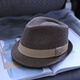 Tochino high-end men's adult hat, British gentleman hat, spring, autumn and winter casual jazz hat, middle-aged and elderly hat, trendy large size, smoke gray, regular M size adjustable (55-57cm)