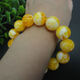MHFDO Old Phoenix Natural Amber Beeswax Bracelet Russian Material White Flower Raw Mineral Bracelet Necklace Round Beads Second Generation Men's and Women's Chicken Oil 18MM White Honey Amber One String 13 Pieces
