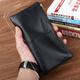 BARNOROO long genuine leather men's wallet zipper wallet mobile phone bag youth wallet trendy clutch bag small clutch cowhide men's black