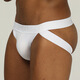 The long night boys' sexy sexy thong sexy empty back U convex bag breathable sexy low-waist men's double-butt underwear gray M