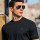 Mr. Bu brand logo round neck mercerized cotton T-shirt spring and summer fashion casual short-sleeved men's clothing AT12052 black XL (180)