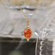 Weidie 18k gold natural Fanta stone pendant diamond inlaid with large carat bright orange natural Fanta stone retro warm sun color only pendant