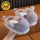 G.duck clouds thick soft bottom plush slippers winter children cartoon cute kitten parent-child indoor Baotou cotton slippers for women kitten khaki slippers 24-25