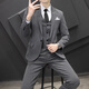 Playboy (PLAYBOY) casual suit men's suit Korean style business formal three-piece suit slim wedding groomsman dress high-end suit jacket black suit + vest + pants with waist tie 3XL