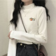 Baldauren girls and boys de velvet bottoming shirt junior high school and high school student long-sleeved shirt high collar with velvet thickened warm top de velvet white-294# fuzzy little black cat regular 150 (M) 80-100Jin Jin is equal to 0.5 kg