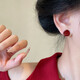Retro disc burgundy earrings for women niche high-end New Year earrings 2024 new hot style earrings burgundy geometric earrings one pair