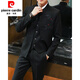 Pierre Cardin Chinese style suit stand collar Chinese tunic suit ancient style Hanfu men Korean version slim Tang suit Chinese dress suit 618 black suit + pants + vest + shirt XL (123~138Jin Jin equals 0.5 kg)