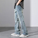 Jeans Herren American High Street Retro Denim 2025 Frühlings- und Sommer-neue trendige Marke Straight-Tire Light Flare Casual Long Hosen 9901 Blau L.