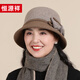 Hengyuanxiang middle-aged and elderly women's wool hats for autumn and winter warm bow elegant mother and grandma hat gift box