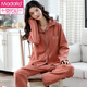 Pyjamas de coton pur modal pour les femmes au printemps et à l'automne Cardigan à manches longues pour le milieu d'âge et les jeunes décontractés et confortable coton en vrac de vêtements 9901 # m