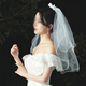 Dai Yan Proposal and Certification Veil Bridal Bow Veil Fairy Photoshoot Photography Hairpin Proposal Props Bow Beaded Double Layer Veil Hairpin Style