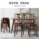 Wooden solid wood stool square stool stackable home dining table chair dressing stool living room small bench internet celebrity bar low stool solid wood walnut color