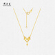 Chow Tai Sang 18K gold necklace female bow clavicle chain as a birthday gift for girlfriend about 2g
