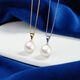 DOHX Edison Natural White Pearl Pendant Necklace 18K Gold Highlight Necklace Clavicle Chain Jewelry Gift for Girlfriend Yellow 18K Gold Buckle 10-11mm with Silver Chain