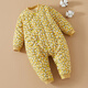 Mianguduo Children's Handmade Pure Cotton One-piece Harness Men's and Women's Thickened Warm One-piece Cotton Clothes Baby Harness Climbing Clothes Yellow Bottom Flowers 80 Codes (Suitable for 10-14 Months)