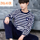 Juair Men's Pajamas Coral Velvet Winter Plus Velvet Thickened Student Cartoon Loose Youth Flannel Home Clothes Two-piece Set 3895# Royal Blue XL Recommended 120-140 Jin Jin equals 0.5 kg
