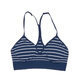AnKoRau Women's Yoga Meditation Pilates Low-Strength Seamless One-piece Sports Bra | AnKoRau Navy Blue Stripes 165