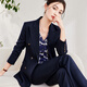 Baffia wool suit suit goddess style autumn and winter high-end professional suit jacket business commuting thick style interview navy blue suit + bell pants M