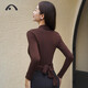 Aixiabu yoga wear women's top autumn and winter high-end fashion temperament slimming Pilates long-sleeved blouse sports jacket special price brown coffee_single top A23098RCQS S