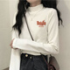 Baldauren girls and boys de velvet bottoming shirt junior high school and high school student long-sleeved shirt high collar with velvet thickened warm top de velvet white-294# fuzzy little black cat regular 150 (M) 80-100Jin Jin is equal to 0.5 kg