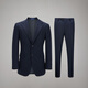 Guillaume de Mons Machine washable Contains mulberry silk suit Commuting groom business formal casual wool men's suit Prussian blue top + trousers 48