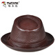 Woodpecker new hat men's spring and autumn style jazz hat for middle-aged and elderly British retro gentleman hat first layer cowhide top hat casual brown XL (57-58cm)