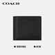 COACH Men's Short Half-Fold Cow Split Leather Wallet Black CR899