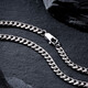 IDEAGEMER925 Silver Cuban Necklace Men's Trendy Fashion Personality Handsome and Versatile European and American Fine Style Boys Plain Chain Clavicle Chain Silver Cuban Chain 55CM