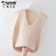 Woodpecker vest wool sweater trendy spring autumn winter loose sweater women's inner layer sleeveless vest vest burgundy high quality no pilling XL recommended 110-130Jin Jin equals 0.5 kg