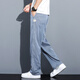 Jeanswest summer thin ice silk casual pants for men loose straight-leg Tennis denim wide-leg pants for men ultra-thin fashion brand trousers for men 1048 gray L