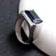 Sen'ai Centenary Men's Ring is truly inlaid with Tanzanite synthetic blue gemstones, men's rectangular colored gemstones, domineering, live and adjustable rings.