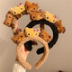 Cat ear plush headband leopard print KT cat sauce headband women's face wash makeup headband cartoon hair accessories tiger stripe white cat/