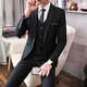 Kaduton suit men's three-piece professional business small suit formal jacket men's slim groom's wedding dress black double button suit + trousers + shirt XL 116-126Jin Jin equals 0.5 kg + 8 gifts