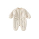 DAVE&BELLA full-month baby jumpsuit, infant warm crawl suit, milk velvet children's clothes, winter clothing, new baby girl's pajamas, off-white, ready stock 80cm (recommended height 73-80cm)