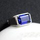 Sen'ai Centenary Men's Ring is truly inlaid with Tanzanite synthetic blue gemstones, men's rectangular colored gemstones, domineering, live and adjustable rings.