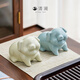 Qinglan (QINGLAN) Ru Kiln tea pet ornaments can be opened to raise creative tea accessories for home and office zodiac pig Kung Fu tea set ornaments beige Ru Kiln lucky pig tea pet