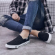 Pull-back canvas shoes men's low-cut all-match casual shoes slip-on lazy slip-on sneakers WXY-903 black 42