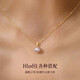 Happy Diamond Birthday Gift Yellow 18K Gold Diamond Pearl Pendant Seawater Pearl 7.5-8mm