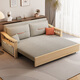 Senna Spring Solid Wood Sofa Bed Living Room Multi-function Storage Folding Bed Sit and Lying Two-purpose Sliding and Pulling Bed Bedroom Outer Diameter 1.58 meters Sofa Bed [Login Color] High-density Sponge Style