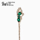 She s Qianzi Rousseau holiday craft crystal emerald hairpin high-end new Chinese style hairpin ancient style birthday gift for women emerald D0