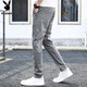 PLAYBOY (PLAYBOY) Pantalones casuales para hombres Pantalones de seda de hielo de primavera y verano para hombres Pantalones de hombres de patas rectas sueltas Gray Dark Grey 34