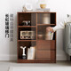 Genji Muyu solid wood TV side cabinet modern minimalist storage cabinet glass door small bookcase storage cabinet living room cabinet wide side cabinet (650*380*850mm)