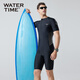 WATERTIME/Shuichuan Men's Swimsuit and Swimming Pants One-piece Short-Sleeved Diving Suit Men's Swimsuit Black Silver XL