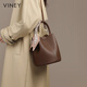 
viney cowhide bucket bag women's bag brand crossbody bag handbag birthday gift for girlfriend and wife [brown] high-end practical shoulder bag large capacity fashion light luxury versatile casual commuting bag