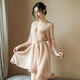 Feminine temptation transparent mesh nightgown thong set cardigan style lace home wear bathrobe robe + T pants