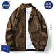 NASALIKE official leather jacket men's autumn and winter American lapel leather jacket men's large size warm velvet jacket handsome motorcycle suit N98 brown velvet XL (168-175cm 130-150Jin Jin equals 0.5 kg)